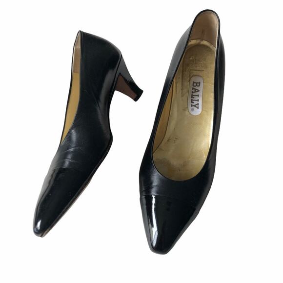 Bally Alison Black Pump Leather Patent Point 8.5 - Picture 1 of 16